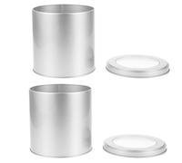 Mipcase 2pcs Small Silver Tinplate Coffee Canisters with Window, Airtight Food Storage Containers for Loose Tea, Sugar, Candy, and Kitchen Organization, 120x120mm
