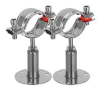 Mipcase 2pcs Stainless Steel Adjustable Wall Mount Pipe Brackets Clamp Clips for 42-45mm to 50-95mm Diameter Pipes Supports for Ceiling and Floor Installation