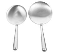 Mipcase 2pcs Stainless Steel Heat-Resistant Tofu Spoons Set, Multi-use Kitchen Food Scoops for Tofu Brain, Jelly, and Rice, Small Large Sizes for Cooking and Serving