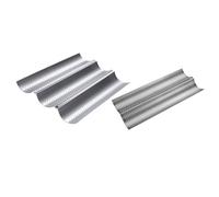 Mipcase 2pcs Stainless Steel Wave Pattern French Bread Baking Molds Set with 3-Slot Medium and 2-Slot Small Pans, Non-Stick Bread Bakeware for Bakers and Home Kitchen Use