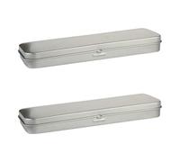 Mipcase 2pcs Tinplate Pencil Boxes 160x54x20mm Rectangular Flip-top Multi-Function Pencil Cases for School and Daily Use, Portable Stationery Organizers