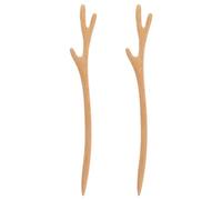 Mipcase 2pcs Vintage Antler Chinese Hair Sticks Wooden Hair Chopsticks for Women Long Buns Traditional Accessories Ethnic Style for Daily and Formal Use
