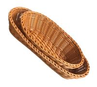 Mipcase 2pcs Woven Fruit Basket Set Perforated Design for Storing Pantry Items, Modern Simple Style Bread and Vegetable Holder for Home and Picnic Use