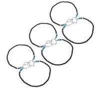 Mipcase 3 Pcs Double Layered Beaded Anklet Bracelets for Women with Heart Charms, Lightweight Boho Beach Vacation Style Foot Jewelry for Summer