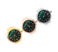 Mipcase 3 Pcs Mini Finger Ring Watches Set, Stainless Steel Round Casual Ring Watches for Women, Rose Gold Gold Silver Color, Stylish Finger Decor for Daily Wear