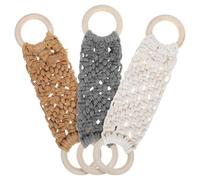 Mipcase 3 Pcs Nordic Style Hand-Woven Macrame Towel Rings Set, Crochet Dish Towel Holders in White, Grey, and Light Brown for Kitchen and Bathroom Hanging