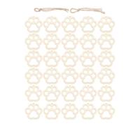 Mipcase 30pcs Eco-Friendly Wooden Bear Print Slices with Holes and 30pcs Cotton Ropes DIY Craft Hanging Ornaments for Party Decorations and Christmas Tree