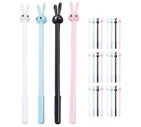 Mipcase 36pcs Bunny Gel Ink Pens with Long Ears, Fine Point Colored Gel Pens Set for Students and Office Use, Includes Pink White Blue Black, Cute Writing Supplies for School and Business