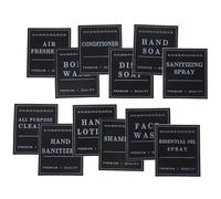Mipcase 36pcs Waterproof Adhesive Soap and Lotion Bottle Labels for Glass Dispensers, Black 70x80mm Cleaning and Travel Toiletry Stickers for Bathroom and Laundry Jars
