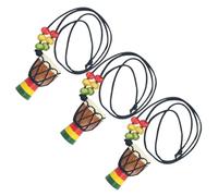 Mipcase 3pcs African Drummer Necklace Set Featuring Classic Wooden Djembe Drum Pendants Made of Plastic, Unique Fashion Style Jewelry for Birthday Or Anniversary Color Color