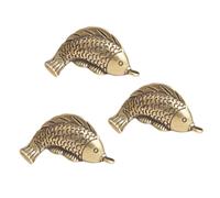 Mipcase 3pcs Brass Carp Pendant Key Chain Lucky Fish Charms for Jewelry Making Craft Adornments