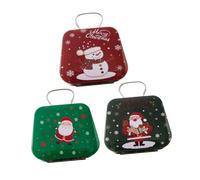 Mipcase 3pcs Christmas Mini Tinplate Candy Boxes Festive Portable Treat Containers Holiday Cookie Tins Compact Storage for Sweets Small Jewelry Seasonal Decoration