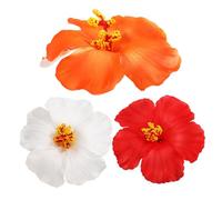 Mipcase 3pcs Hawaiian Flower Hair Clips Vibrant Artificial Flower Accessories for Women and Girls Use Petal Hair Pins in White Red and Orange Clips for Fashionable Hairstyles