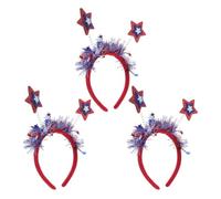 Mipcase 3pcs Independence Day Star Headband and Women with Glitter Felt Material, Sparkling Touch and Stable Fit, for Fourth of July Party Photos and Patriotic Celebrations