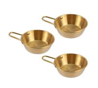 Mipcase 3pcs Korean Traditional Gold Stainless Steel Wine Bowls with Handle 12cm Rice Wine Bowls Food Containers for Korean Home Cooking and Dining
