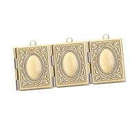 Mipcase 3pcs Vintage Bronze Book Pendant Locket Necklace with Openable Photo Frame Charm for European Style Engraved Antique Hanging Lockets