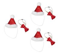 Mipcase 3sets Christmas Dog Hat Bowknot Triangular Bow Tie Pet Collar Dog Birthday Party Hat Christmas Costumes 2pcs*3