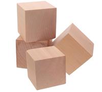 Mipcase 4 Pcs Unfinished Wood Blocks 6cm Natural Wooden Square Cubes for Crafts DIY Projects and Woodcarving