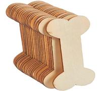 Mipcase 40pcs Unfinished Wooden Dog Bone Cutouts DIY Dog Bone Tags Plain Wood Slices for Crafting Home Decor and Painting