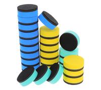 Mipcase 48pcs Magnetic Mini Round Dry Erase Board Erasers Eva Felt Pads, Small Whiteboard Cleaning Pads for Office Classroom Message Boards, Assorted Blue Green Yellow