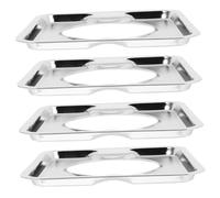 Mipcase 4pcs 19cm Stainless Steel Square Gas Burner Drip Trays Gas Stove Spill Catcher Pan Set for Cooker Range Replacement Drip Pans for Hob Protection and Oil Grease Catching
