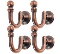 Mipcase 4pcs Antique Copper Zinc Alloy Curtain Tieback Hooks Round Ends, Wall-Mounted Heavy Duty Curtain Holdbacks for Window Treatments and Clothes Hanging