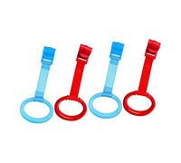 Mipcase 4pcs Baby Crib Pull Rings Infant Standing Training Handles Toddler Cot Hanging Toys Walking Assistant for Nursery Playpen, Sturdy Plastic, Blue and Red Set