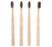 Mipcase 4pcs Bamboo Toothbrushes Soft Manual Toothbrush Bamboo Tooth Brush with Gentle and Effective Oral Cleaning Beige for Home and Guest Rooms