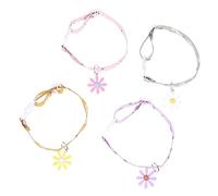 Mipcase 4pcs Cat Kitten Daisy Flower Collar Set Pink Calming Collar Bell for Pet Cat