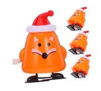 Mipcase 4pcs Creative Wind Up Fox Christmas Stocking Fillers Novelty Walking Clockwork Party Favors for All Ages Holiday Decorations