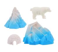 Mipcase 4pcs Igloo Toy Miniature Models Arctic Animal Figures Polar Landscape Decor House Toy for Boys and Girls