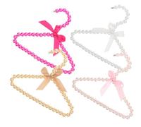 Mipcase 4pcs Pearl Pet Clothes Hanger Stylish Dog Coat Organizer for Boy Girl Clothes Non-slip Design Space-saving Plastic Hangers White Red Pink and Gold