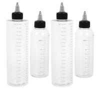 Mipcase 4pcs Plastic Squeeze Bottles with Precision Nozzle Design and Measurement Marks, Convenient to Use Applicator Bottles for Hair Dye and Kitchen Condiments