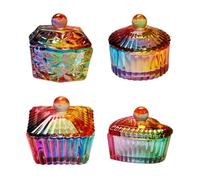 Mipcase 4pcs Plated Crystal Cups Multi-function Manicure Cups for Professional Nail Dish Dappen Dish for Nail Art Prep at Home Studio