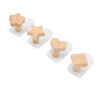 Mipcase 4pcs Punch-Free Self-Adhesive Wooden and Metal Clothes Hooks for Wall-Mounted Coat and Hat Hanging, Multipurpose Household Storage Organizer for Bedroom and Entryway Random Style