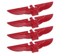 Mipcase 4pcs Red Eagle Wings 3d Metal Car Stickers Automotive Emblems Decorative Badge Set with Adhesive for Vehicle Exterior Styling