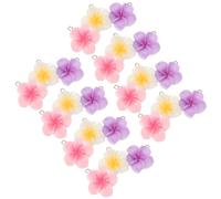 Mipcase 60pcs Mini Resin Plumeria Pendant Charm Set Five-petal Tropical Flower Charms in White Purple Pink for Beach Wedding Jewelry Making