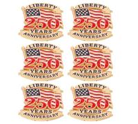 Mipcase 6pcs 250th Usa Anniversary Lapel Pins Brooches Set Patriotic Flag Badge Pins for Independence Day Veterans Day Memorial Accessories for Women