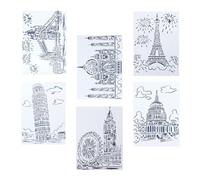 Mipcase 6pcs A4 Hollow Out Painting Template Drawing Template PET White Multi-Pattern Easy to Clean for Graffiti Board the Wall DIY Craft Projects