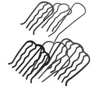 Mipcase 6pcs Black Metal Wire Hair Side Combs for Women, Updo Bun Fixing Clips with Flat and Curved Teeth, Large U-shape and Small 7-tooth Combs, Hair Accessories for Wedding and Daily
