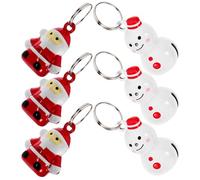 Mipcase 6pcs Christmas Pet Collar Bells for Cats and Dogs Delicate Metal Jingle Bells with Santa and Snowman Hat Charms for Cat and Dog Collar Accessories