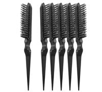 Mipcase 6pcs Professional Three Row Teasing Brushes Black Pin Tail Small Combs for Hair Styling, Detangling, and Salon Hairdressing Use