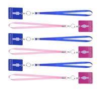 Mipcase 6pcs PVC Bathroom Pass Lanyards with Key Holder Gender Neutral Restroom Hall Passes for Classroom Students, Blue and Pink Badge Holders for Office and School Use