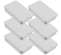 Mipcase 6pcs Small Slide Top Metal Tin Storage Boxes with Lids, 80x50x15mm Frosted Silver Candy, Pill and Small Item Organizer for Travel and Home Use