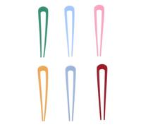 Mipcase 6pcs U-shaped Hair Clips Set with Candy Colors Including Grey, Red, Ginger, Light Blue, Pink, and Green Hairpins for Women’s Cute Bun Styling and Daily Hair Accessories
