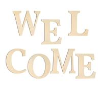 Mipcase 7pcs Wooden Welcome Letters Hanging Ornaments, DIY Wood Alphabet Chips for Home and Kindergarten Wall Décor, Handmade Graffiti Painting Craft Accessories