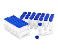 Mipcase 81pcs Laboratory Plastic Test Tubes Set with Screw Lids Includes 15ml Pointed Bottom and 50ml Standing Tubes with Rack Disposable for Science Experiments and Sample Storage