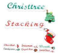 Mipcase 8pcs Christmas Resin Charms DIY Keychain Pendants Xmas Themed Plastic Letter Accessories for Phone Case and Crafting Xmas Tree Candy Cane Reindeer Santa Snowman