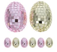 Mipcase 8pcs Mirror Glass Easter Egg Hanging Ornaments, Decorative Disco Ball Glass Balls with Reflective Surface, Hanging Eggs for Easter Basket, Party and Home Décor Random Color
