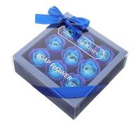 Mipcase 9pcs Blue Boxed Soap Rose Flower Set, Floral Scented Simulation Soap Bouquet for Valentine’s Day, Anniversary, and Home Décor